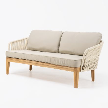 Outdoor-Sofa aus Teakholz und Polyethylengewebe - Jhon Viadurini