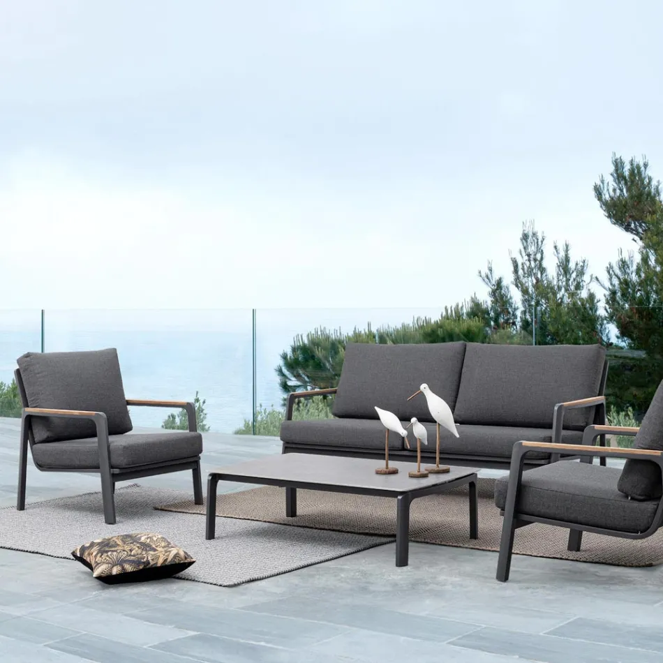 Outdoor-Sofa aus Stoff mit Aluminiumstruktur, Homemotion - Cara Viadurini