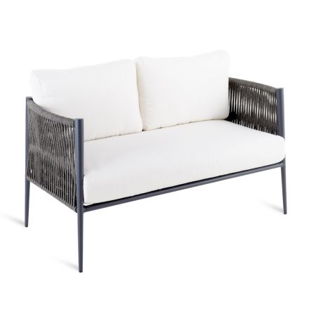 2-Sitzer-Gartensofa aus Aluminium und Seil Made in Italy - Nymeria Viadurini