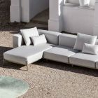 3-Sitzer-Gartensofa mit Chaiselongue aus Aluminium und Stoff – Filomena Viadurini