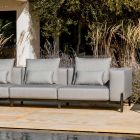 3-Sitzer-Gartensofa mit luxuriösem Pouf aus Aluminium und Stoff – Filomena Viadurini
