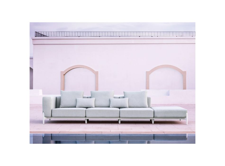 3-Sitzer-Gartensofa mit luxuriösem Pouf aus Aluminium und Stoff – Filomena Viadurini