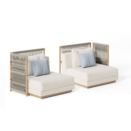 Modulares Gartensofa mit niedriger Holzstruktur Made in Italy - Rubik Viadurini