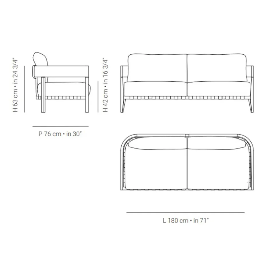 Gartensofa aus Teakholz und Stoff Made in Italy - Briga Viadurini