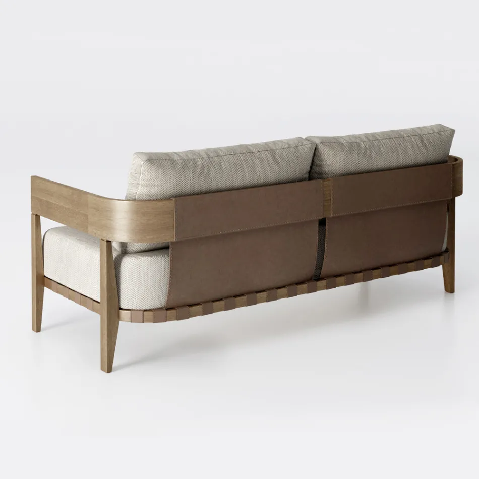 Gartensofa aus Teakholz und Stoff Made in Italy - Briga Viadurini