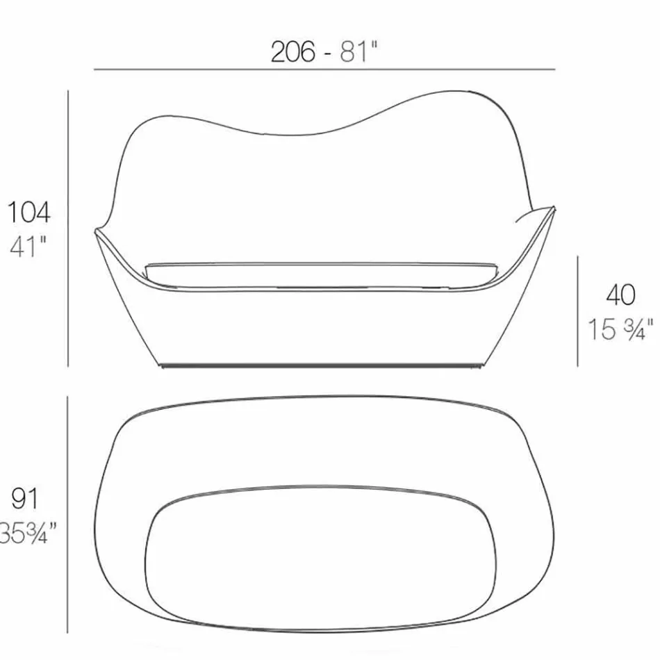 Modernes Gartensofa aus Polyethylen Sabinas von Vondom Viadurini