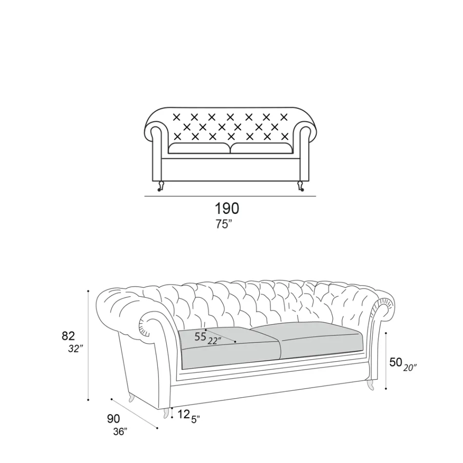 Innensofa mit Holzfüßen und Metallrädern Made in Italy - Giocoso Viadurini