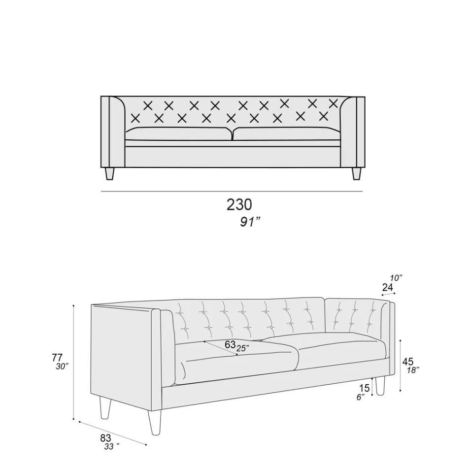 Wohnzimmersofa mit Holzstruktur und Füßen Made in Italy - Comico Viadurini