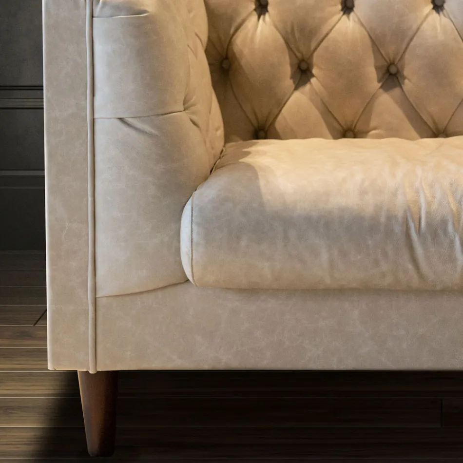 Wohnzimmersofa mit Holzstruktur und Füßen Made in Italy - Comico Viadurini