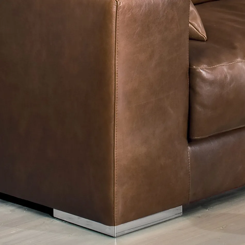 Wohnzimmersofa aus Holz, Polyurethan und Metall Made in Italy - Sparkling Viadurini