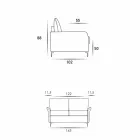 Zwei Sitzer-Sofa modernes Design L.145 cm Kunstleder / Stoff Erica Viadurini