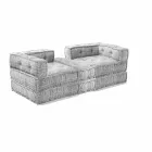 Zweisitzer-Sofa, bezogen mit Ethno-Design. Farbiger Stoff - Faser Viadurini