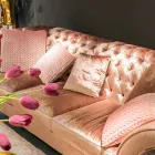 Leinensofa aus Capitonné-Stoff im klassischen Stil Baloo Viadurini