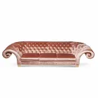 Leinensofa aus Capitonné-Stoff im klassischen Stil Baloo Viadurini