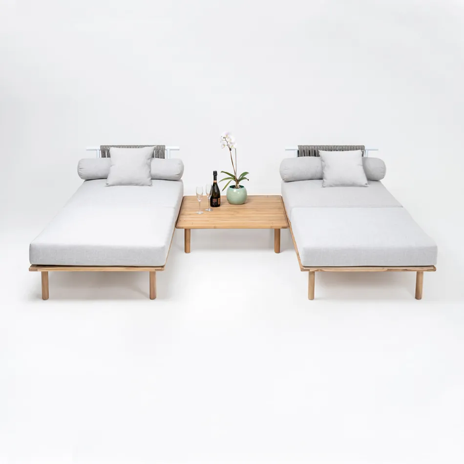 Modulares Gartensofa mit 2 Seilrückenlehnen - Bellatrix Viadurini