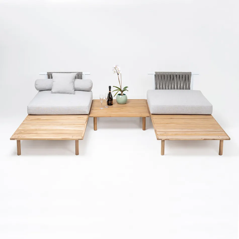 Modulares Gartensofa mit 2 Seilrückenlehnen - Bellatrix Viadurini
