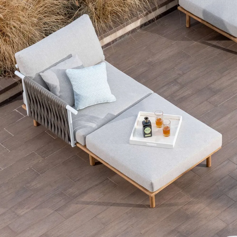 Modulares Gartensofa mit 2 Seilrückenlehnen - Bellatrix Viadurini