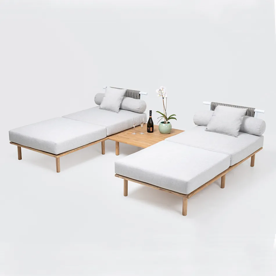 Modulares Gartensofa mit 2 Seilrückenlehnen - Bellatrix Viadurini