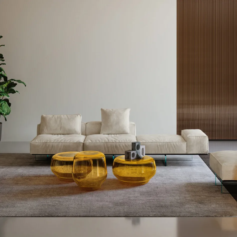 Saphir – Modernes Modulsofa mit Glasfuß, hergestellt in Italien Viadurini