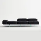 Saphir – Modernes Modulsofa mit Glasfuß, hergestellt in Italien Viadurini