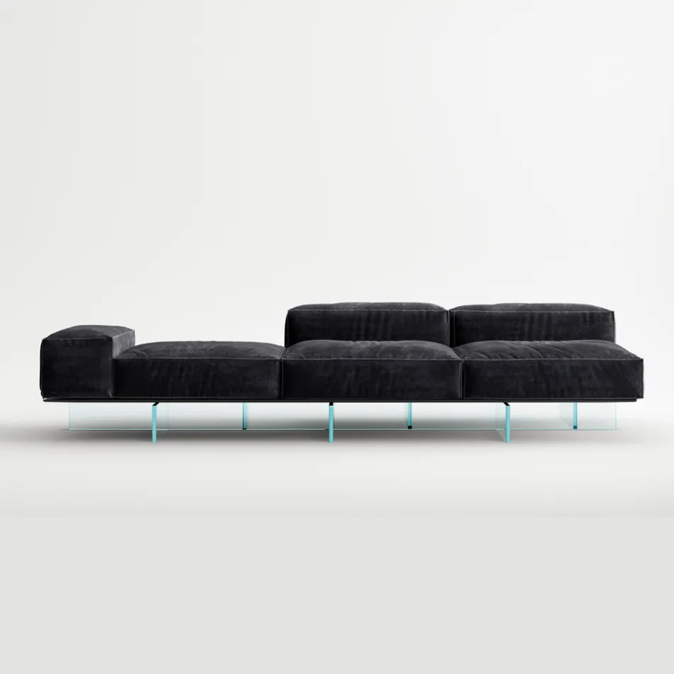 Saphir – Modernes Modulsofa mit Glasfuß, hergestellt in Italien Viadurini