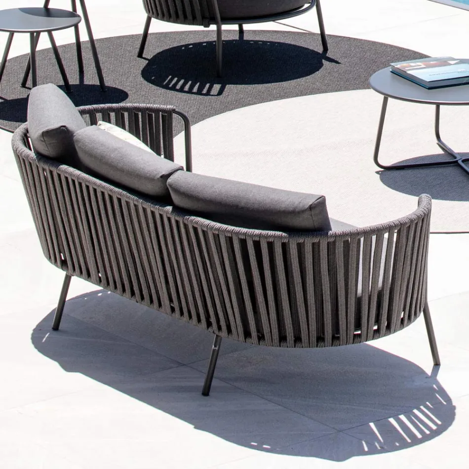 Outdoor-Sofa aus Stahl, verschiedene Größen und Kissen inklusive. Made in Italy - Bronn Viadurini