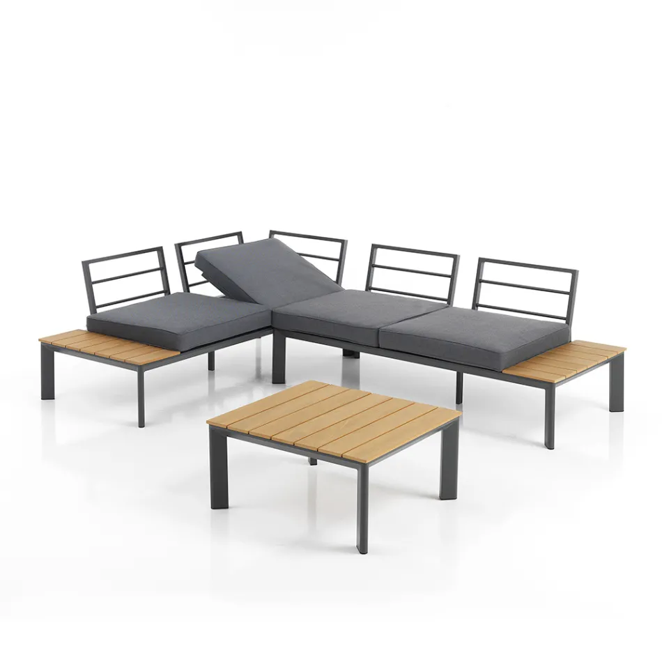 In Chaiselongue umwandelbares Sofa mit verstellbarer Rückenlehne und Couchtisch - Finir Viadurini