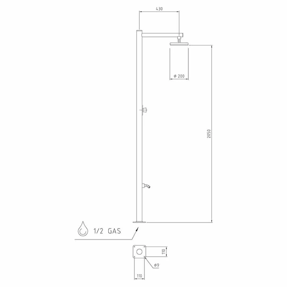 Außendusche aus verchromtem Edelstahl mit Mixer Made in Italy - Modeo Viadurini