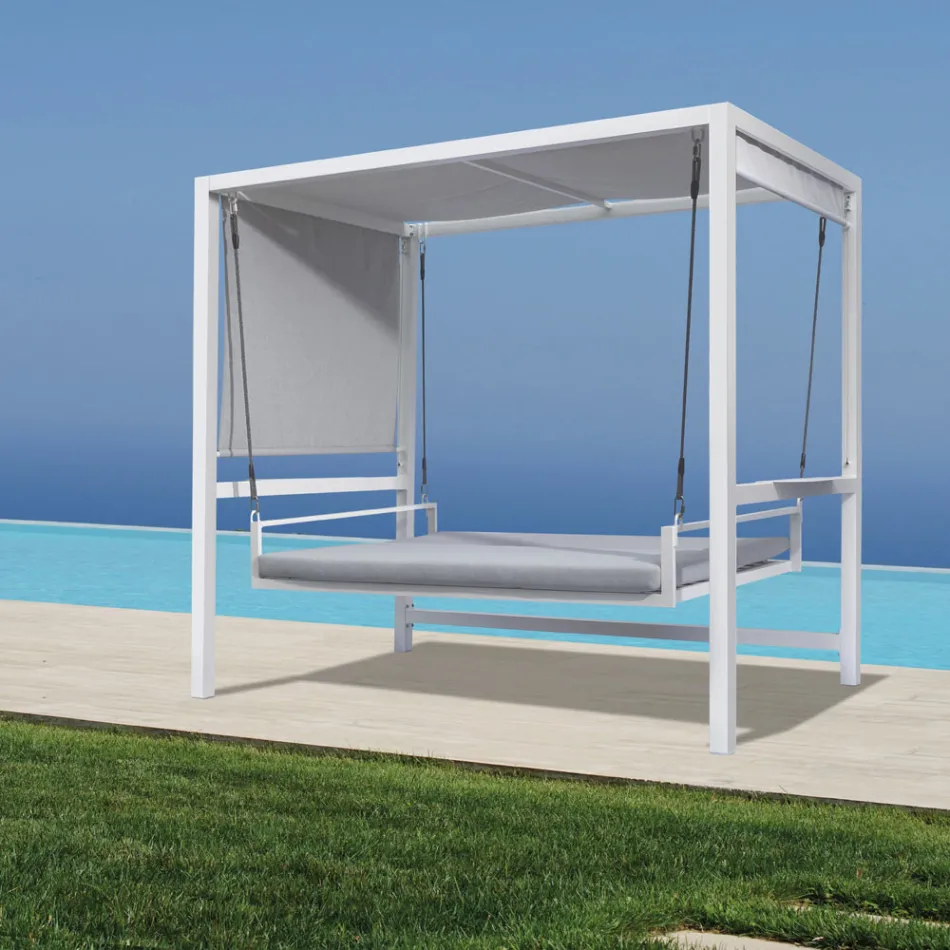 Aufgehängte Gartenschaukel aus lackiertem Aluminium - Broccard Viadurini