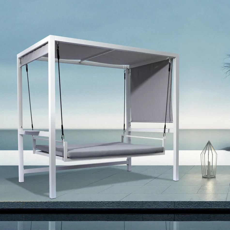 Aufgehängte Gartenschaukel aus lackiertem Aluminium - Broccard Viadurini