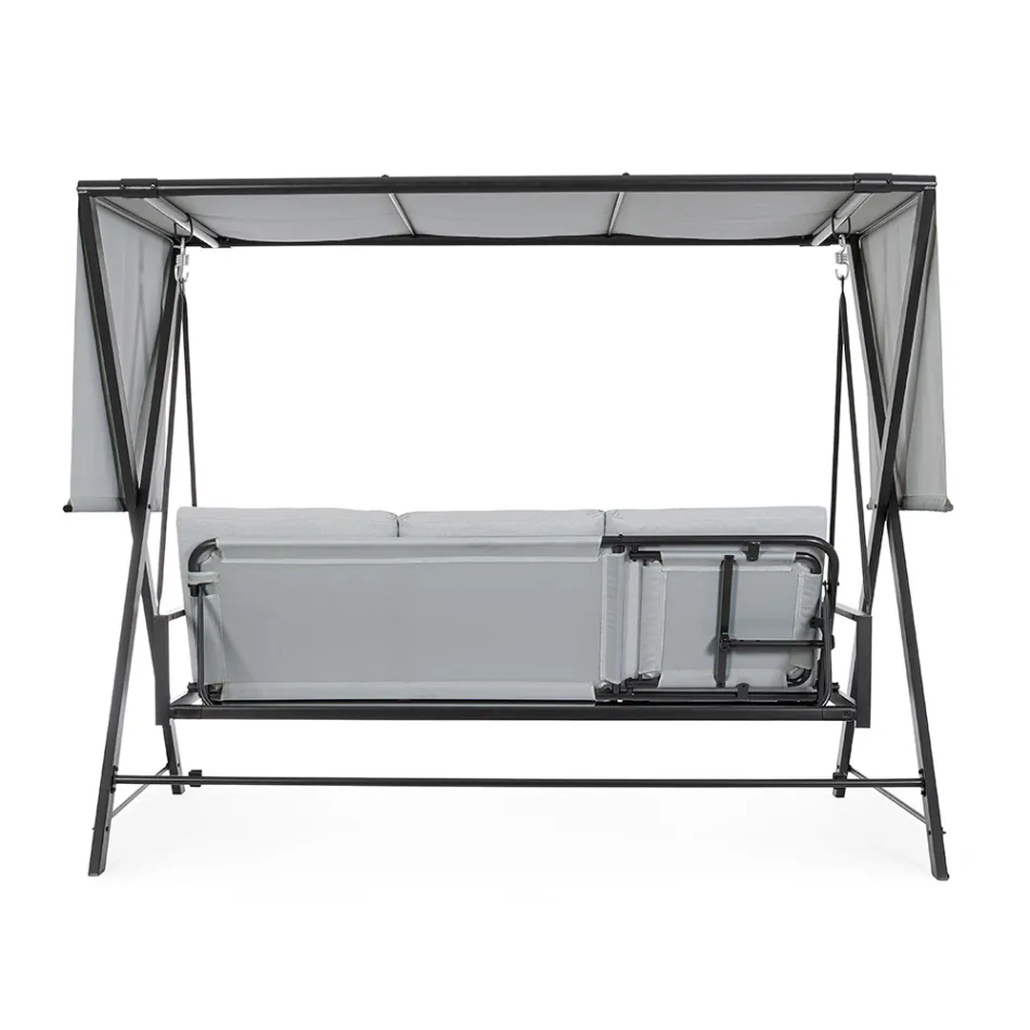 Swing, umwandelbar in ein Bett für den Garten aus Stahl und Stoff – Rückruf  Viadurini