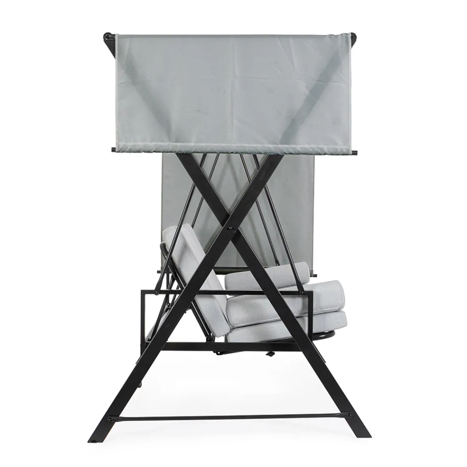 Swing, umwandelbar in ein Bett für den Garten aus Stahl und Stoff – Rückruf  Viadurini