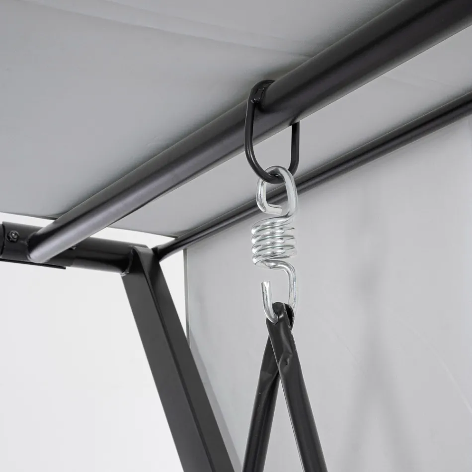 Swing, umwandelbar in ein Bett für den Garten aus Stahl und Stoff – Rückruf  Viadurini