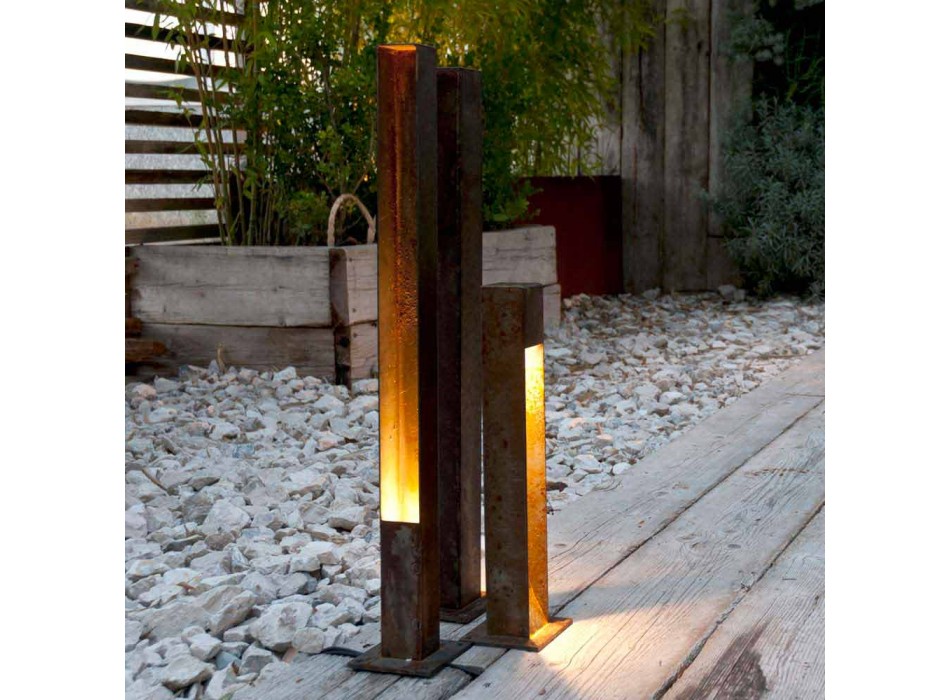 Artisan Outdoor Spotlight in Eisen Corten Finish Made in Italy - Sparta Viadurini