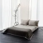 Kissenbezug aus schwerem Leinen mit Agoya-Knopfverzierung und Paspelierung – mediterran Viadurini