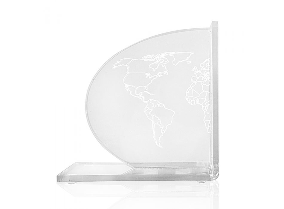 Buchstützen in transparentem Plexiglas Design mit Karte 2 Stück - Aretone Viadurini