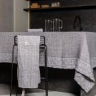 Anthrazitgraue Küchenschürze aus Leinen, niedriges Modell mit Tasche – Flick Viadurini
