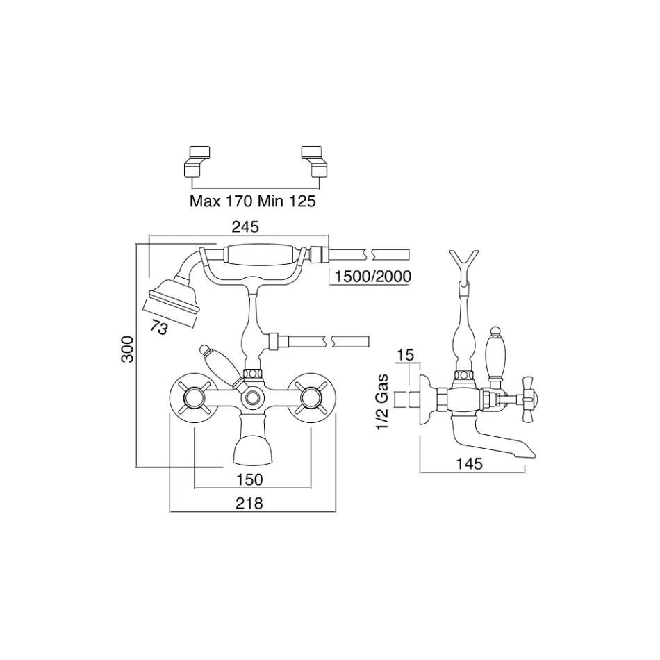 Messing-Badewannengruppe im Vintage-Stil, hergestellt in Italien - Katerina Viadurini