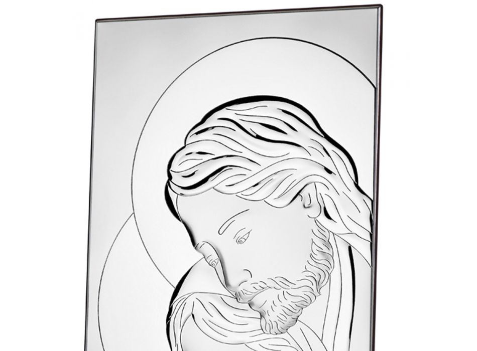 Heilige Familie Silber Icon Vertikaler Tisch Design 2 Größen - Famisca Viadurini