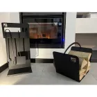 Set Design Kaminholzset  aus schwarzem Stahl Made in Italy - Ostro Viadurini