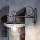 Garten-Wandlampe aus schwarzem Aluminium, handbemalte Blumen - Latein Viadurini