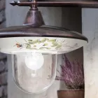 Garten-Wandlampe aus schwarzem Aluminium, handbemalte Blumen - Latein Viadurini