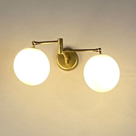 LED-Wandleuchte im Vintage-Stil aus Messing und Glas Made in Italy - Grit Viadurini