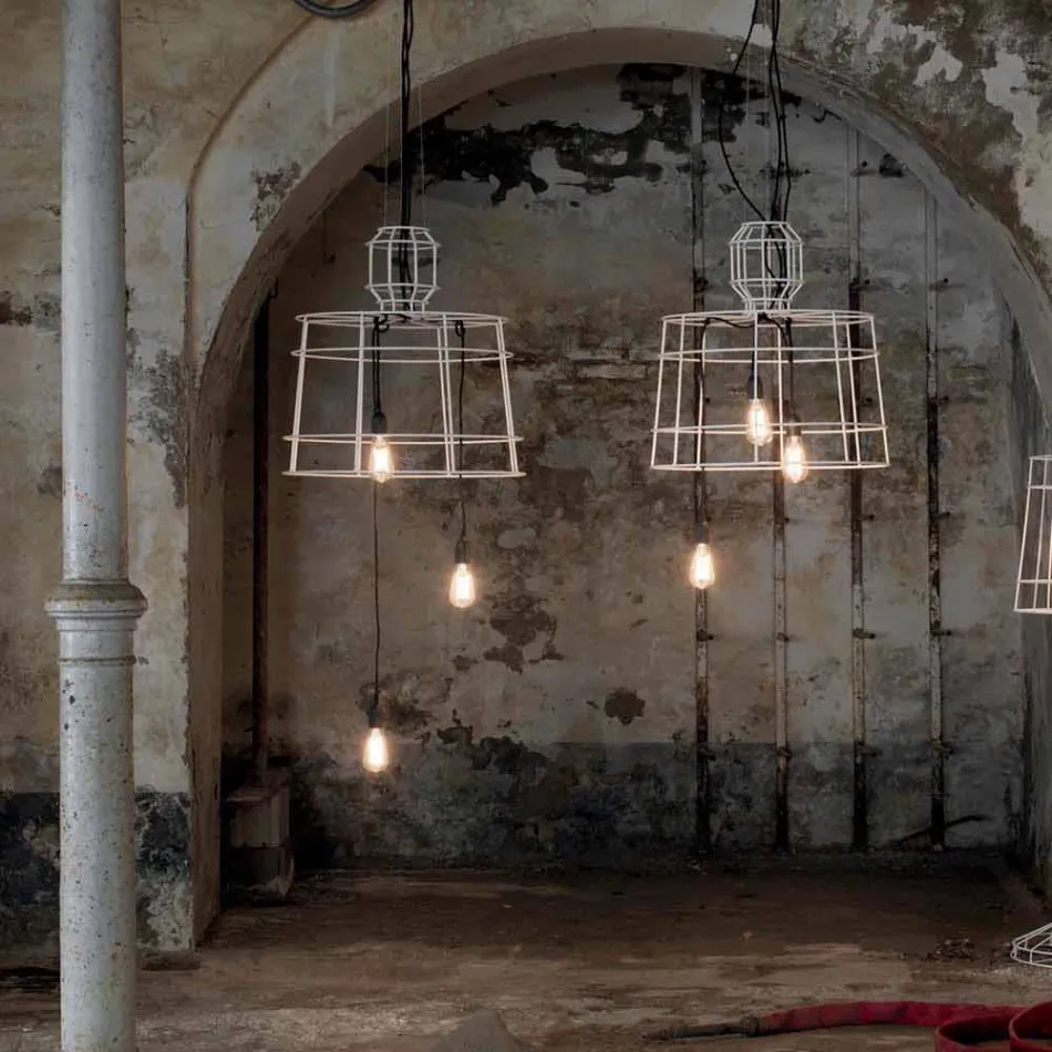 Hängelampe 3 Leuchten in Weiß oder Naturmetall - Stylus Viadurini