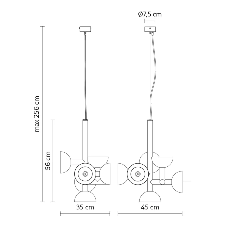 Pendelleuchte 6 Lichter Design in Weiß oder Schwarz Aluminium - Celio Viadurini