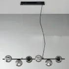 Pendelleuchte mit 6 Lichtern aus Metall und modernem mundgeblasenem Glas - Birga Viadurini