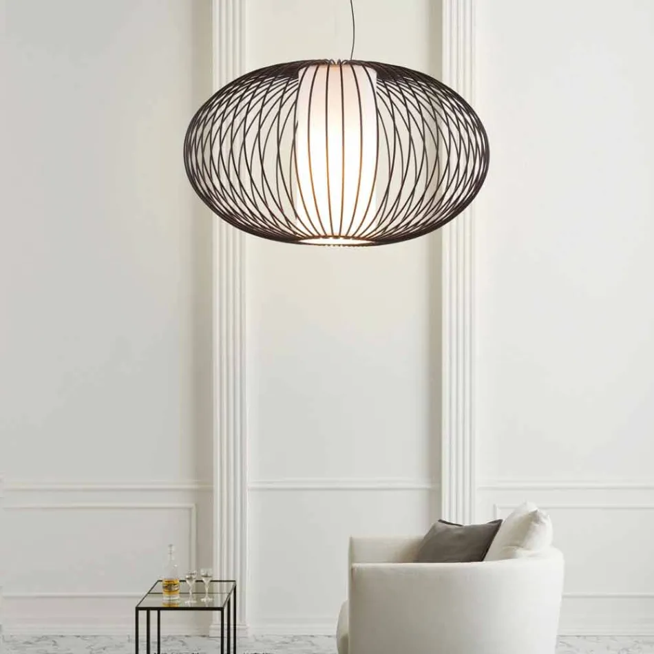 Hängeleuchte aus lackiertem Stahl, Ø90xh.53xl.cavo100cm, Gioia Viadurini