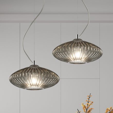 Handgefertigte Hängelampe aus mundgeblasenem Glas in Venedig - Dafne Viadurini