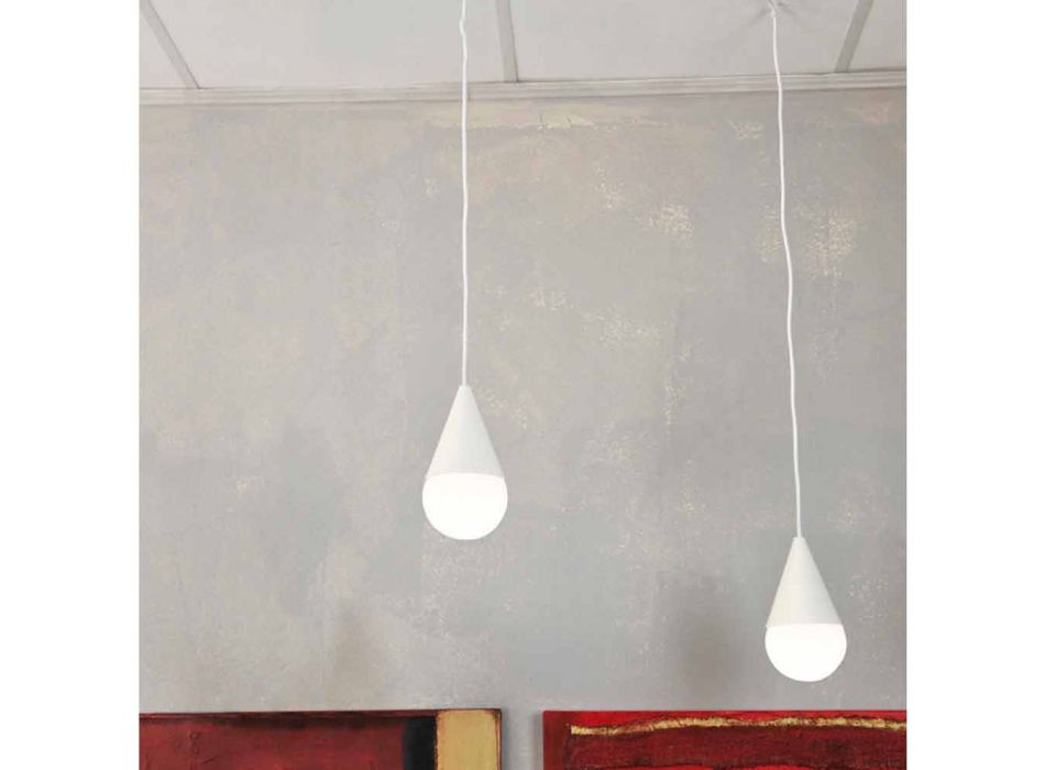 Weiße Pendelleuchte mit 2 Leuchten Drop, modernes Design Viadurini