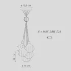 Hängelampe mit 6 Elementen aus Keramik und Glas, hergestellt in Italien – Afoxe Viadurini